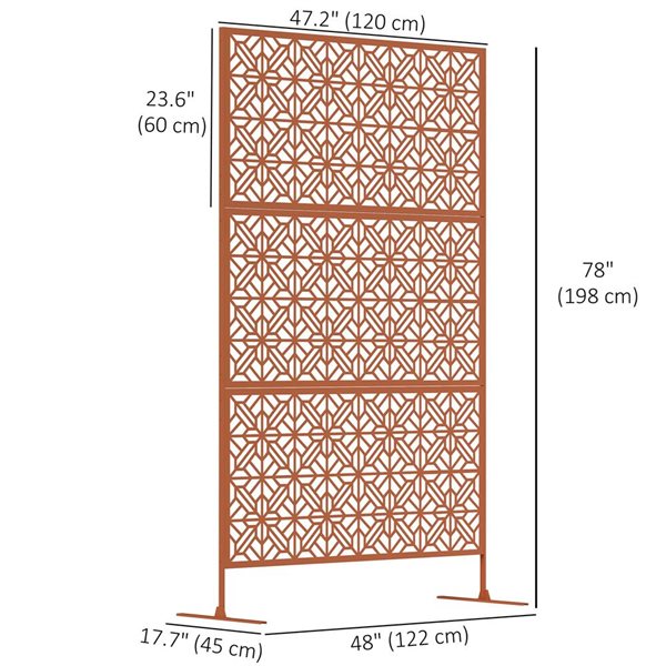 Outsunny 18 W x 78-in L 3-Piece Brown Steel Outdoor Decorative Privacy Screen w/ Stand