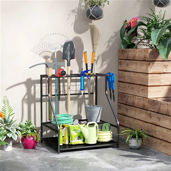 Outsunny Orange 3-Tier Garden Tool Organizer w/ Hooks