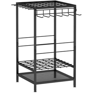 Outsunny Black 3-Tier Garden Tool Organizer w/ 14 Hooks