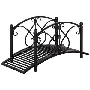Outsunny 3.3-ft Black Metal Arch Zen Garden Bridge