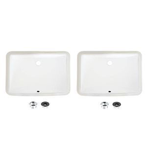 Stylish Chic 21.25 W x 14.5-in D White Porcelain Rectangular Undermount Bathroom Sinks - Set of 2