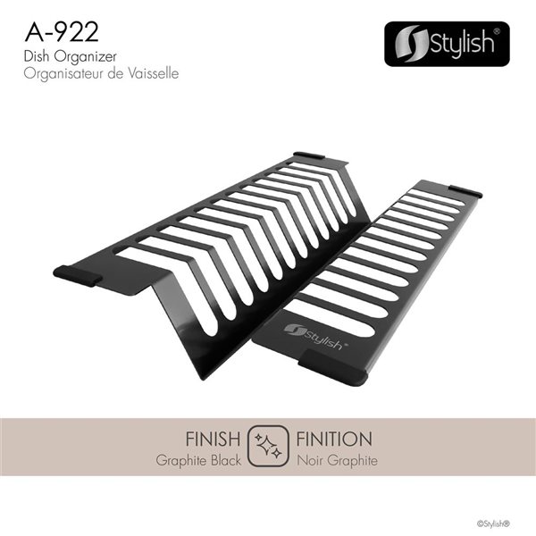 Stylish 16 3/4-in Over Sink Stainless Steel Dish Organizer - Graphite Black
