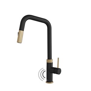 Stylish Gela Single Handle Matte Black with Gold Pull Down Touchless Kitchen Faucet