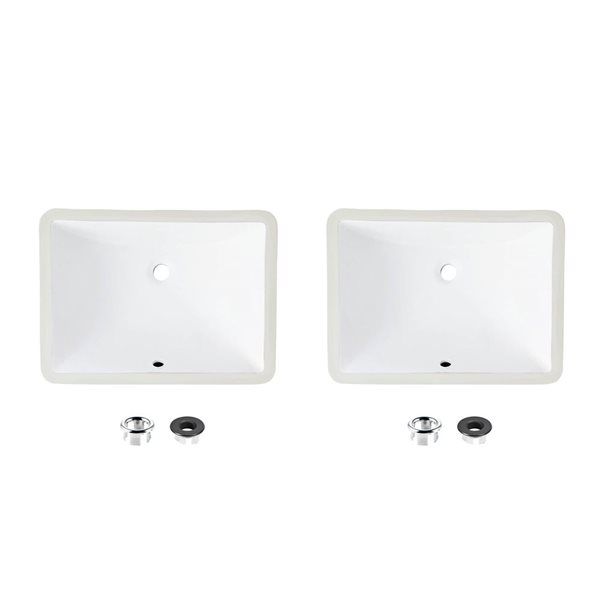 Stylish Sharp 18.25 W x 13-in D White Porcelain Rectangular Undermount Bathroom Sinks - Set of 2