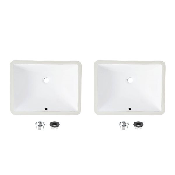 Stylish Trendy 20.75 W x 15.5-in D White Porcelain Rectangular Undermount Bathroom Sinks - Set of 2