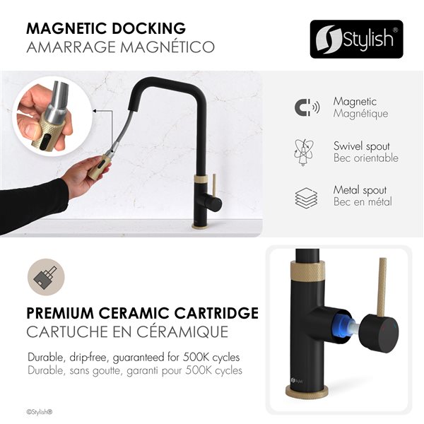 Stylish Gela Single Handle Brushed Gold Pull Down Touchless Kitchen Faucet