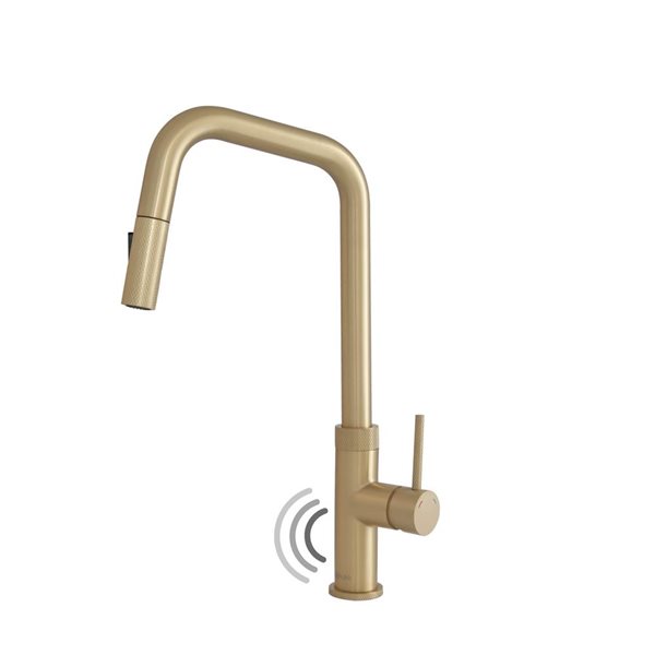 Stylish Gela Single Handle Brushed Gold Pull Down Touchless Kitchen Faucet