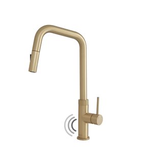 Stylish Gela Single Handle Brushed Gold Pull Down Touchless Kitchen Faucet