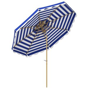 Parasol de terrasse inclinable 9 pi Outsunny avec 8 baleines, bleu