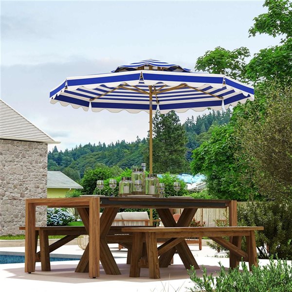 Outsunny 9-ft Patio Umbrella Tilting Parasol w/ 8 Ribs and Crank - Blue