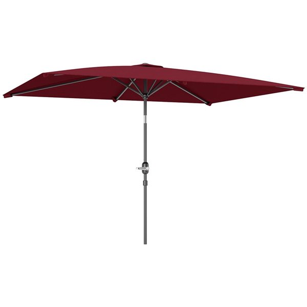 Outsunny Rectangle Aluminum Tilt Patio Umbrella - Wine Red