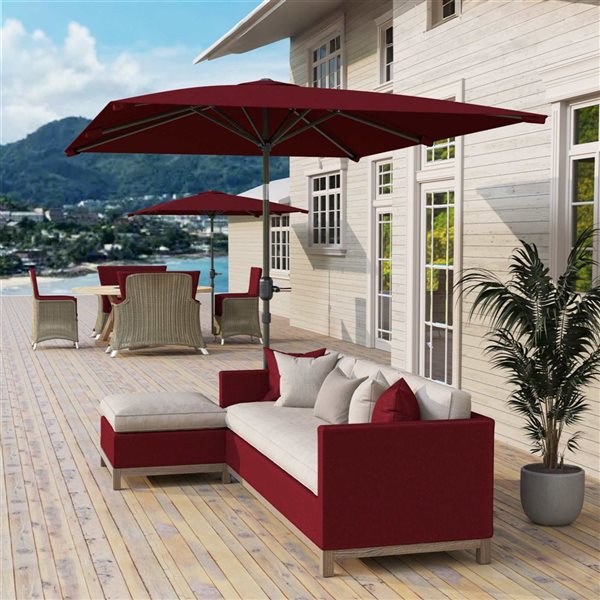 Outsunny Rectangle Aluminum Tilt Patio Umbrella - Wine Red