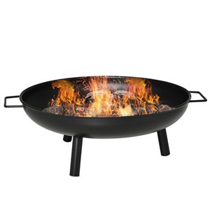 Outsunny 23-in Round Outdoor Fire Pit w/ Support Legs - Black