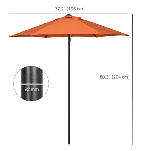 Outsunny 6.6-ft Patio Umbrella - Orange