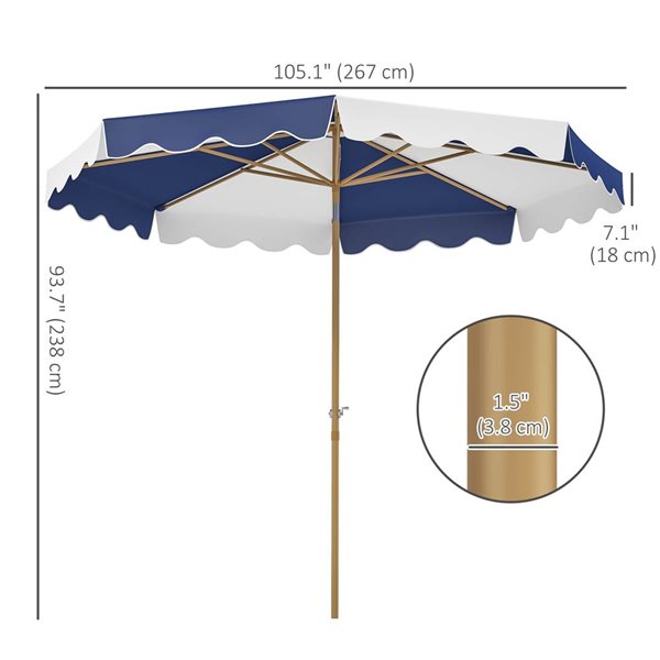 Outsunny 9-ft Patio Umbrella w/ Crank and Tilt - Multicolour