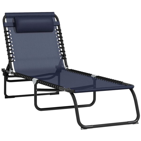 Outsunny Folding Lounge Chair - Dark Blue