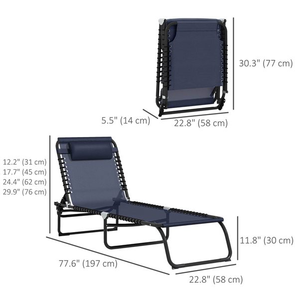 Outsunny Folding Lounge Chair - Dark Blue
