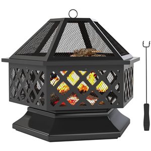 Foyer extérieur de 28 po Outsunny avec pare-étincelles et tisonnier
