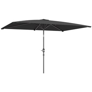 Outsunny Rectangle Aluminum Patio Umbrella w/ Tilt - Dark Grey
