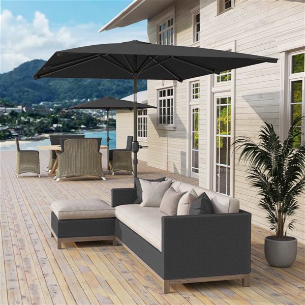 Outsunny Rectangle Aluminum Patio Umbrella w/ Tilt - Dark Grey