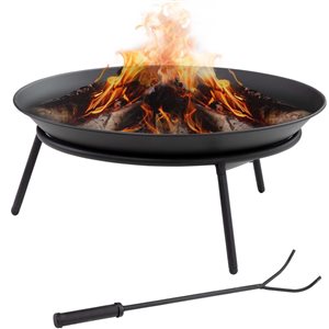 Outsunny Portable Fire Pit w/ Poker - Black