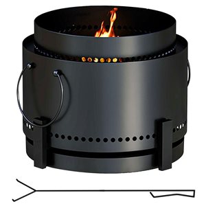 Outsunny Smokeless Fire Pit w/ Poker - Black