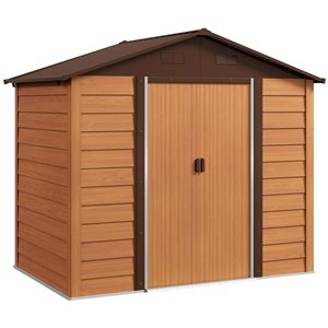 Remise de jardin Outsunny 7,75 x 6,44 pi brun foncé avec motif grain de bois