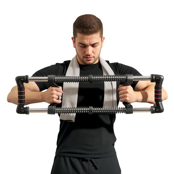 Extenseur de Poitrine à Ressort avec Poignée en Bois, Équipement de Fitness Musculaire Amovible pour Salle de Sport à Domicile