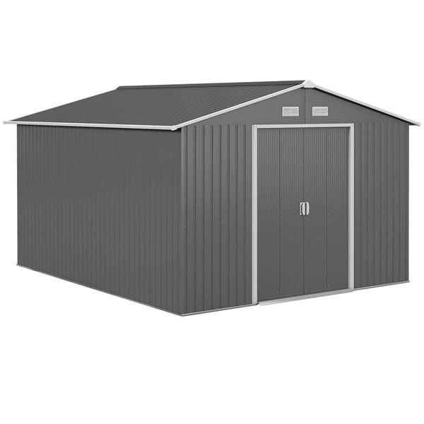 Outsunny 10.57 x 9.09-ft Light Grey Garden Storage Shed