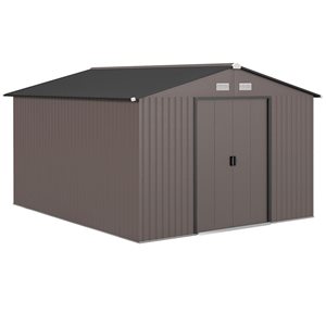 Outsunny 10.57 x 9.09-ft Brown Garden Storage Shed
