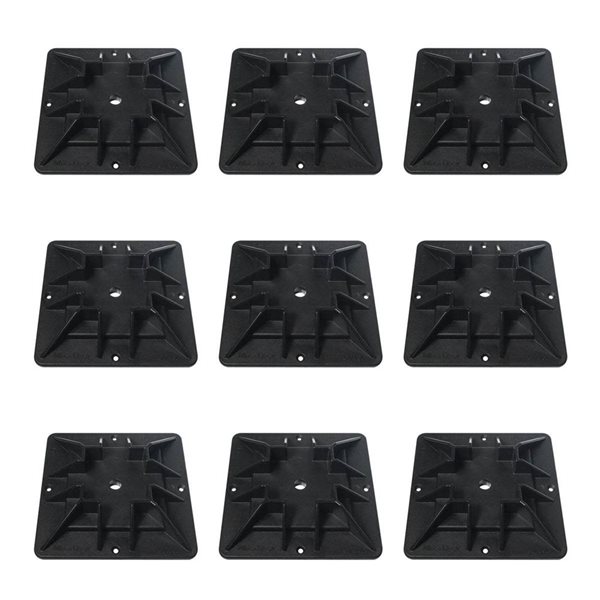 Ensemble de 9 bases de terrasse pour sol Mecadeck  0,75 É x 4 po l. x 0,33 pi L. standards en noir