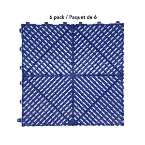Tuiles pour plancher de garage FX CarTrax 15,75 x 15,75 po boîte de 6 en bleu strié