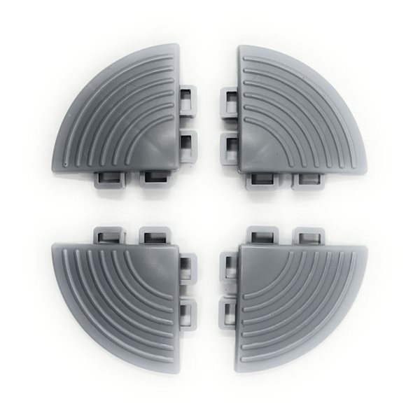 CarTrax FX 4-Piece 2.36 x 2.36-in Light Grey Ribbed Garage Corner Tile