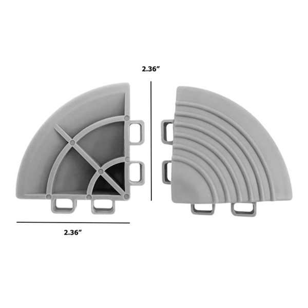 CarTrax FX 4-Piece 2.36 x 2.36-in Light Grey Ribbed Garage Corner Tile