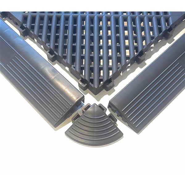 CarTrax FX 6-Piece 15.75 x 2.36-in Charcoal Grey Ribbed Male/Pegged Garage Edge Tile