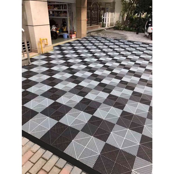 CarTrax FX 6-Piece 15.75 x 2.36-in Charcoal Grey Ribbed Male/Pegged Garage Edge Tile