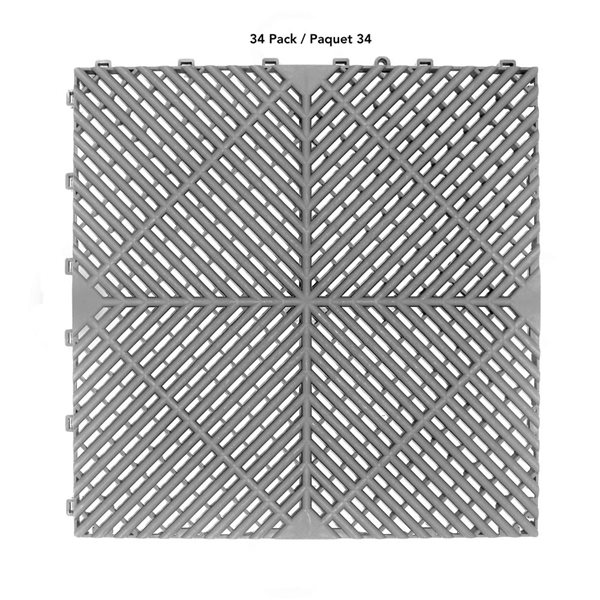 CarTrax FX 34-Piece 15.75 x 15.75-in Light Grey Ribbed Garage Tile ...