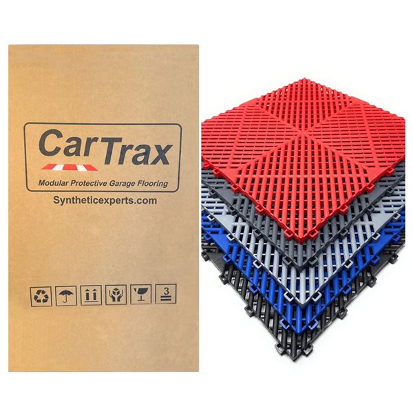 CarTrax FX 6-Piece 15.75 x 15.75-in Black Ribbed Garage Tile