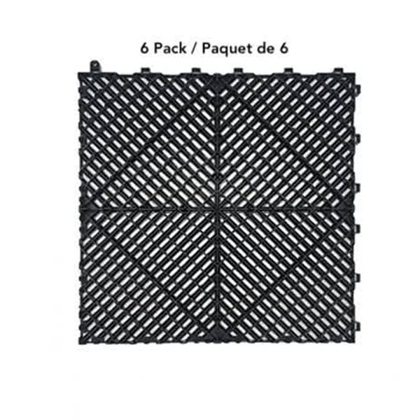 CarTrax FX 6-Piece 15.75 x 15.75-in Black Ribbed Garage Tile