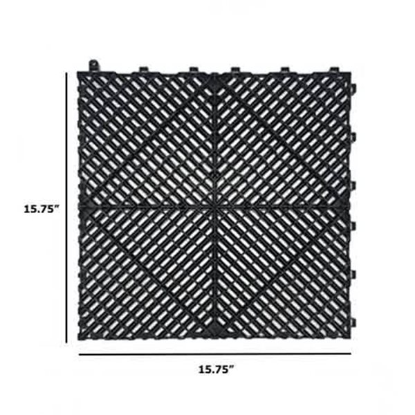 CarTrax FX 6-Piece 15.75 x 15.75-in Black Ribbed Garage Tile