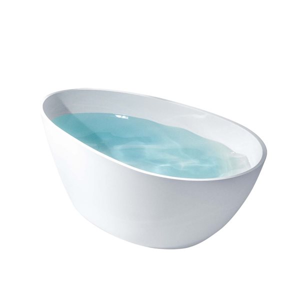 Woodbridge 58 5/8 x 29 1/8-in Freestantding Matte White Stone Bathtub w/ 2 Drain Covers
