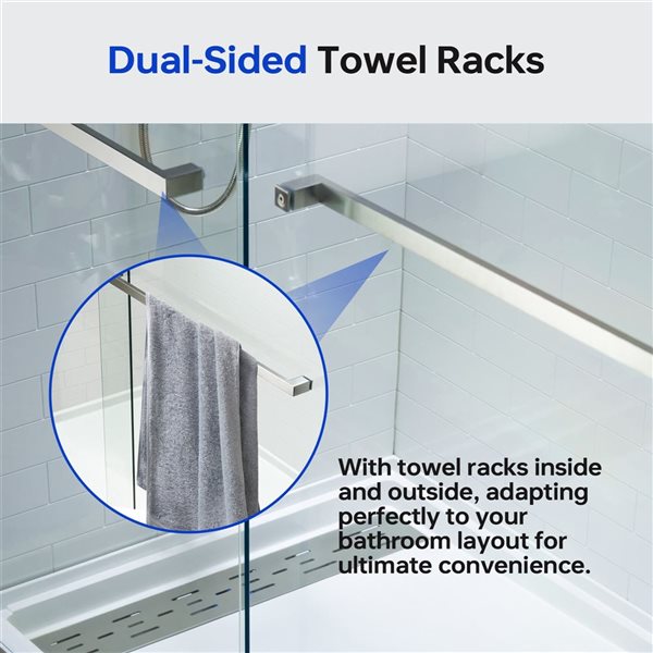 Woodbridge 56-60 x 62-in Double Sliding Frameless Bathtub Door w/ 3/8-in Tempered Safety Glass - Brushed Nickel