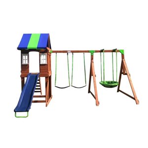 Module de jeux en bois West Fork Sportspower à 2 balançoires et une glissade avec soucoupe