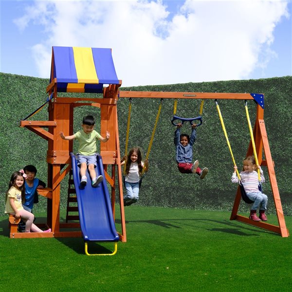 Sportspower Sunnyslope 2-Swing Wooden Swing Set w/ Slide WP-572 | RONA