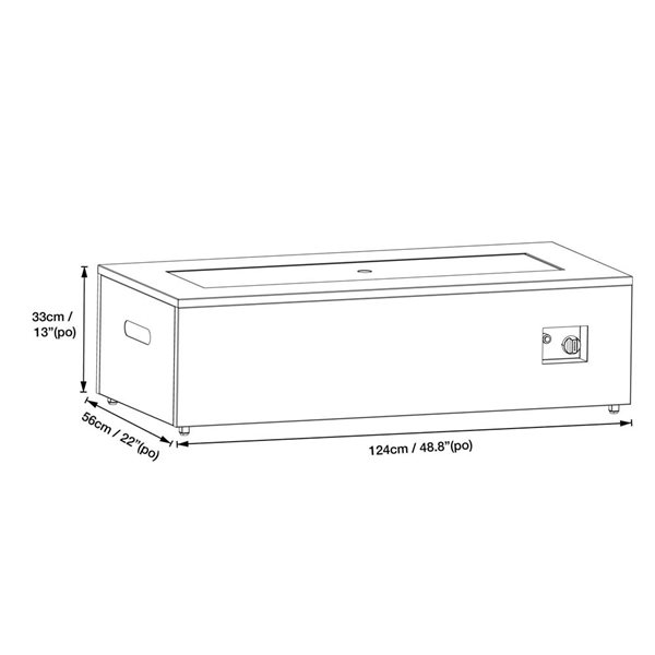 Paramount Aries Engineered Marble Convertible Propane Fire Table , Rectangular, White and Grey