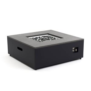 Paramount Danby 38-in W 55000 BTU Square Grey and Black Steel Convertible Propane Fire Table
