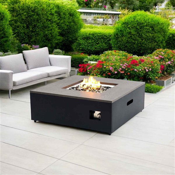 Paramount Danby Convertible Propane Fire Table , Square, Grey and Black