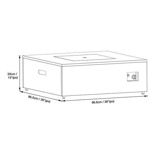 Paramount Danby Convertible Propane Fire Table , Square, Grey and Black