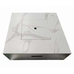 Paramount Danby 38-in W 55000 BTU Square White and Grey Engineered Marble Convertible Propane Fire Table