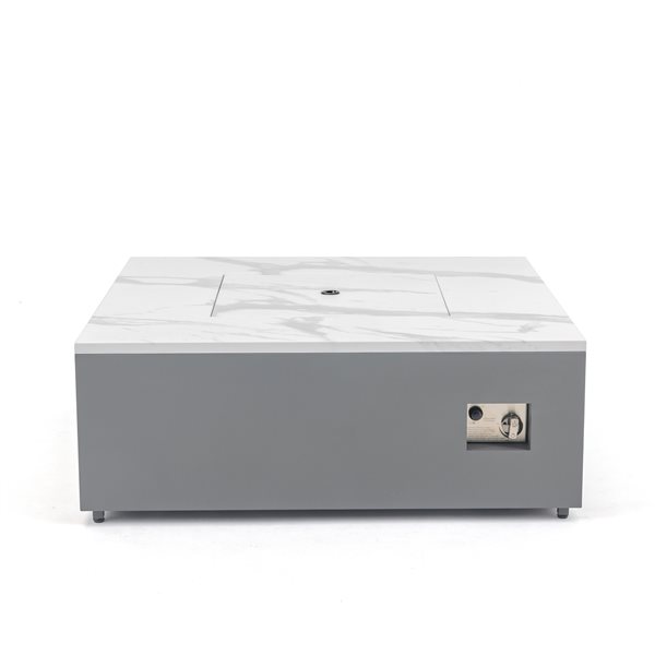 Paramount Danby Engineered Marble Convertible Propane Fire Table , Square, White and Grey